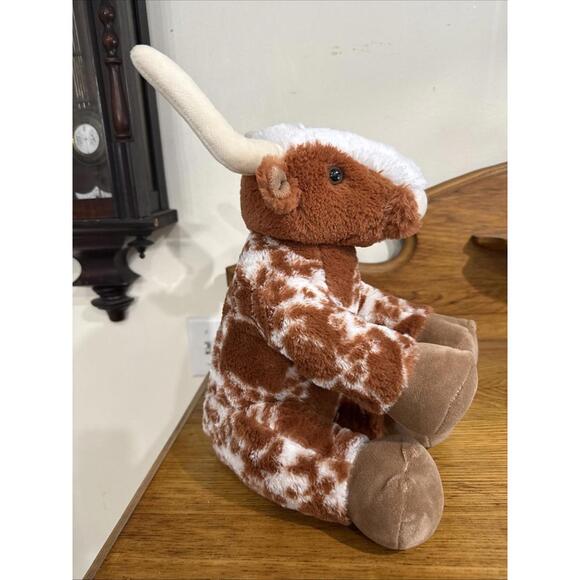 Build A Bear Texas Longhorn Brown Spotted Cow Steer Bull Stuffed Plush Animal - Picture 4 of 6
